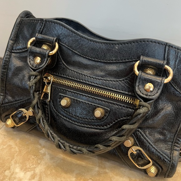 Balenciaga Small City Handbag - black - gold buttons - Picture 3 of 10